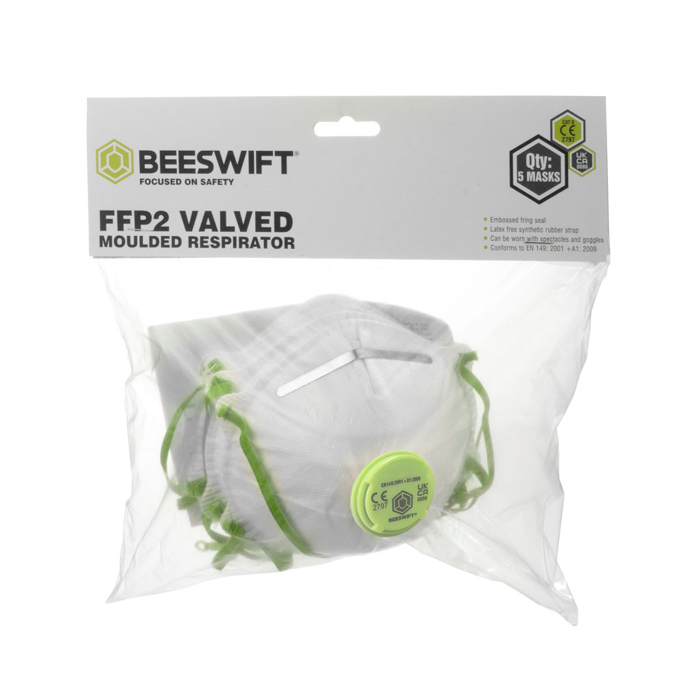 Ffp2v Moulded Valved Respirator 5 Pack White