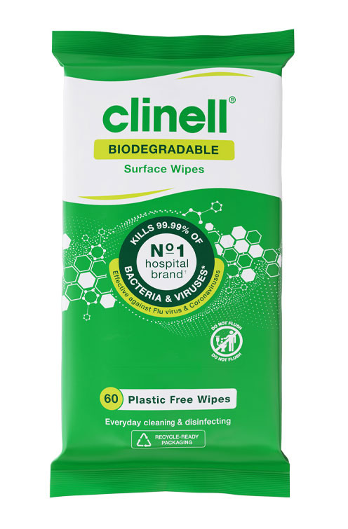 Clinell Biodegradable Surface Wipes Green