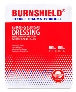 Burnshield Sterile Trauma Hydrogel Dressing 100mm X 100mm White/red