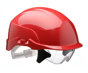 Centurion Spectrum Safety Helmet With Integrated Eye Protection Red