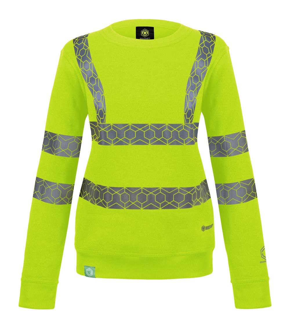 Beeswift Envirowear Recyclable Womrns Hi Vis Sweatshirt Saturn Yellow