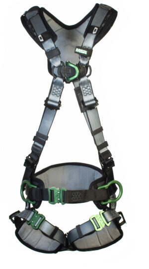Msa Standard V-fit Back/chest/hip D-ring Bayonet Harness W/ W Belt Black