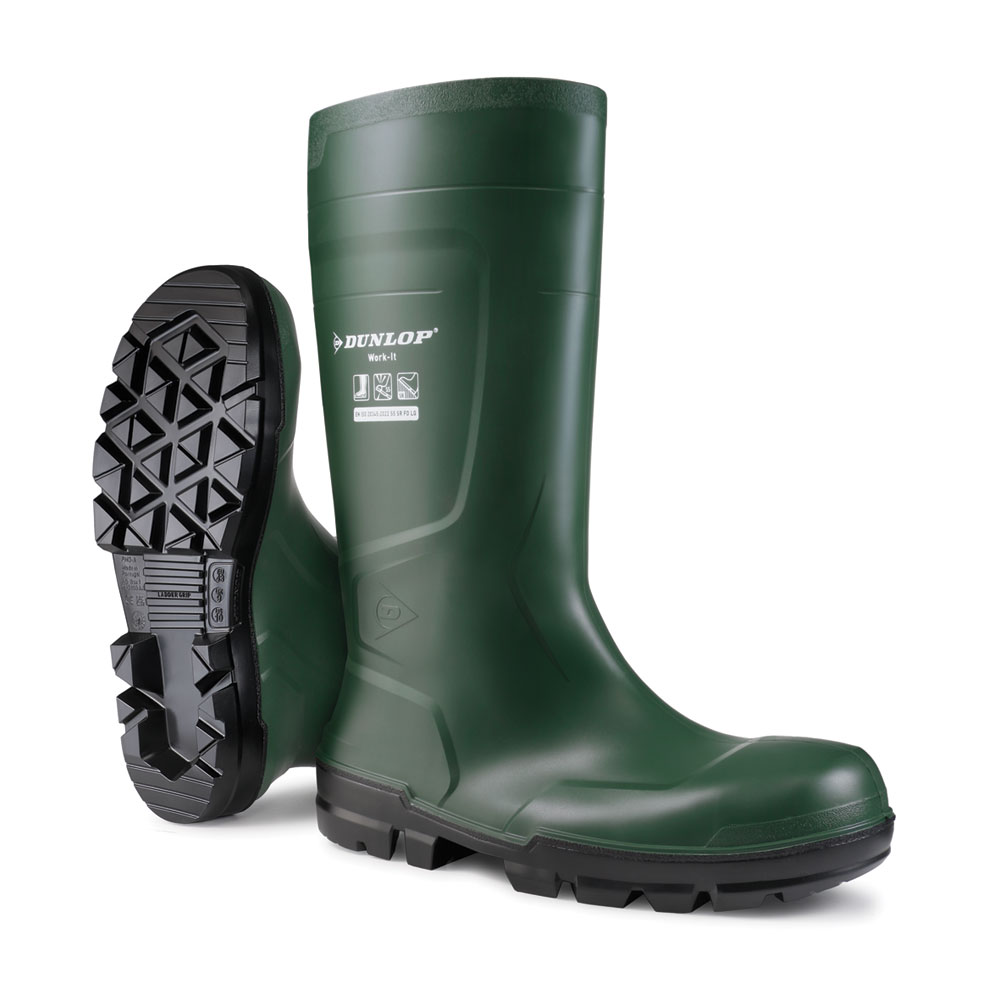 Dunlop Work-it Full Safety Pvc Wellingtons Green